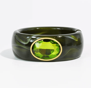 Olive Gemstone Resin Cuff Bracelet - Instyle Boutique