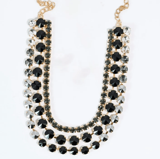 Black Three Strand Crystal Jewelry Set ~PREORDER~ - Instyle Boutique