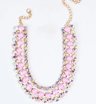 Light Pink Three Strand Crystal Jewelry Set ~PREORDER~ - Instyle Boutique