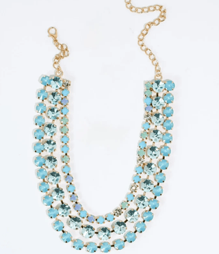 Light Blue Teal Three Strand Crystal Jewelry Set ~PREORDER~ - Instyle Boutique