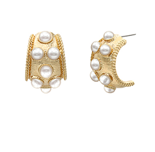 Pearl Dotted Hoop Earrings