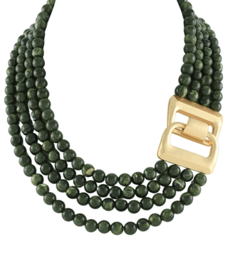 The Gilded Strand Olive Beaded Necklace - Instyle Boutique