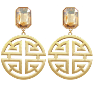 Champagne Stone Golden Earrings
