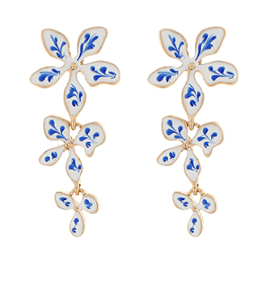Blue & White Floral Ceramic Earrings - Instyle Boutique