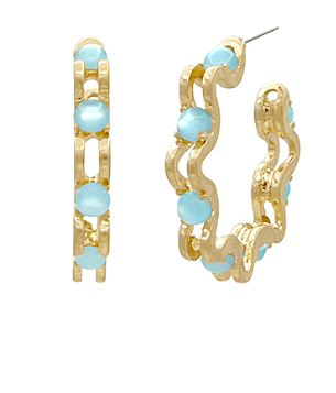 Turquoise Wavy Chain Hoop Earrings - Instyle Boutique