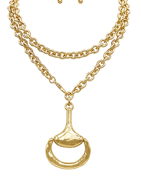 Layered Horsebit Pendant Necklace Set - Instyle Boutique