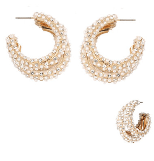 Textured Pearl Hoop Earrings - Instyle Boutique