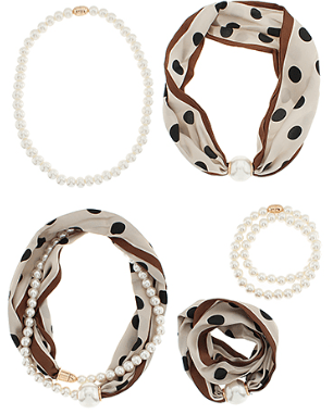Polka Dot Pearl Scarf Necklace - Instyle Boutique