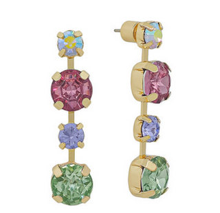 4 Crystal Linear Earrings- Multi