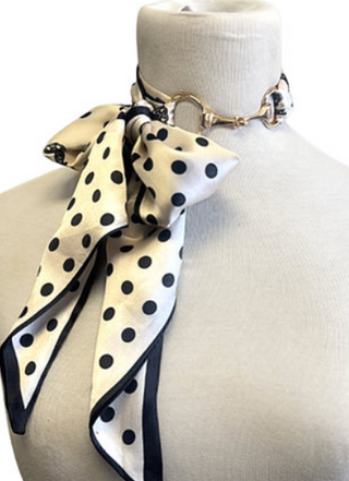 Polka Dot Scarf Horsebit Chain Choker