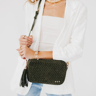 Suede Woven Willow Camera Crossbody Bag ~PREORDER~ - Instyle Boutique