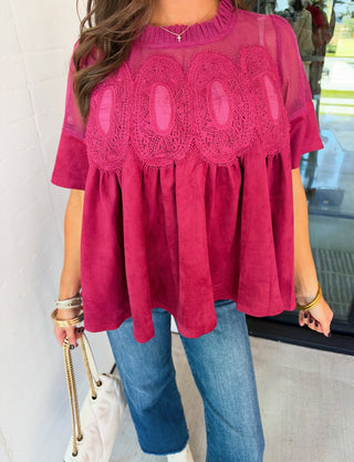 Sweet Burgundy Babydoll Top - Instyle Boutique