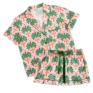 Palm & Flamingo Satin Pajama Set