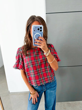 Holly Jolly Red Plaid Top - Instyle Boutique