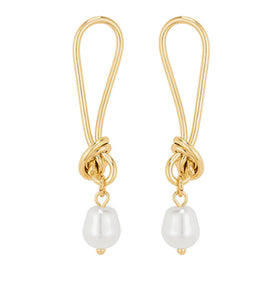 Double Knot Pearl Drop Earrings