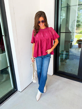 Sweet Burgundy Babydoll Top - Instyle Boutique