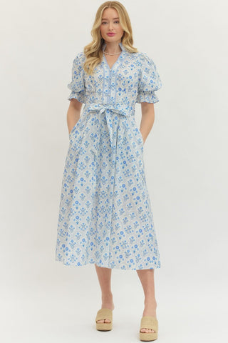 Baby Blue Bloom Dress - Instyle Boutique