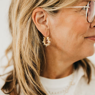 Textured Pearl Huggie Hoops - WATERPROOF ~PREORDER~ - Instyle Boutique