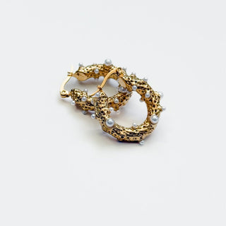 Textured Pearl Huggie Hoops - WATERPROOF ~PREORDER~ - Instyle Boutique