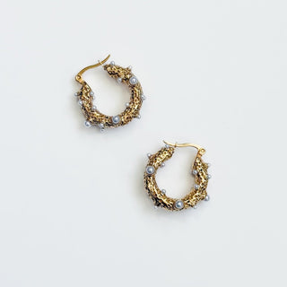 Textured Pearl Huggie Hoops - WATERPROOF ~PREORDER~ - Instyle Boutique