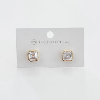 Bezel Diamond Stud Earrings - WATERPROOF ~PREORDER~ - Instyle Boutique
