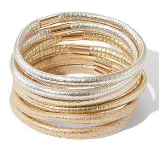 Metallic Leather Bracelet Set