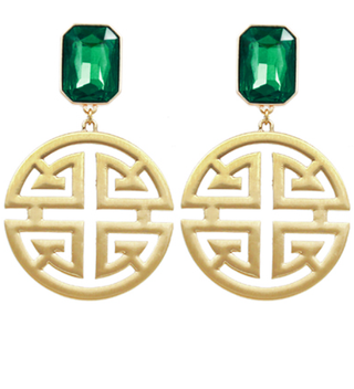 Emerald Stone Golden Earrings